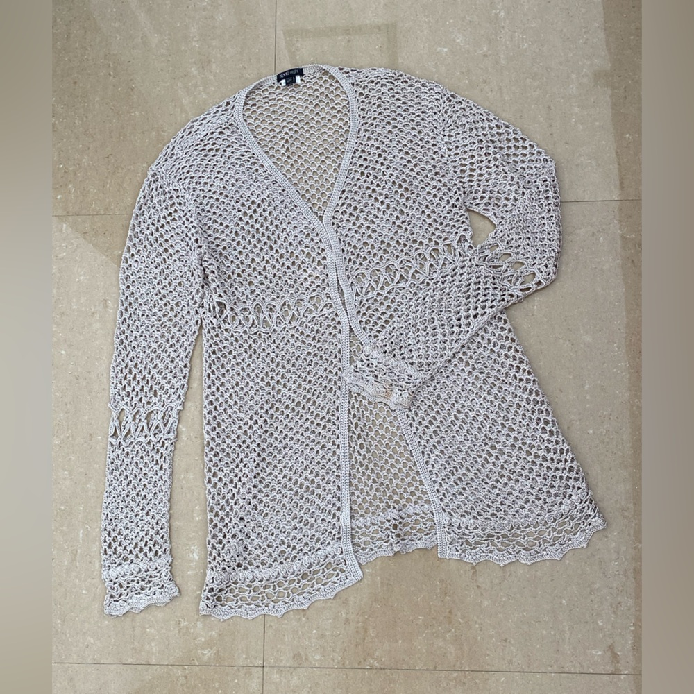 Mango night Crocheted sweater Sz L Taupe - Picture 6 of 6